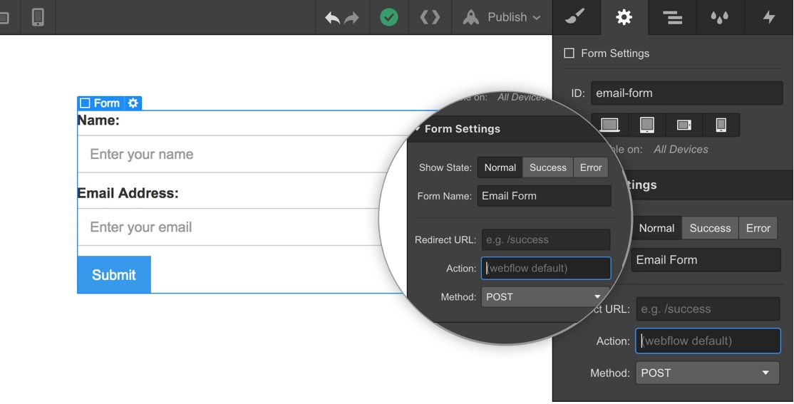 Webflow action