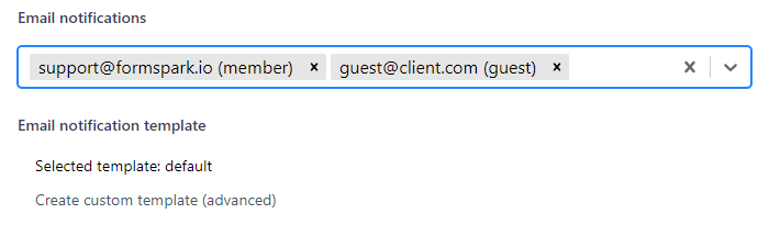 Email notification settings